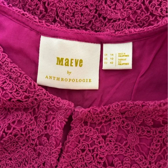 Anthropologie Maeve Solid Eyelet Crochet Top and Shorts Set - Fuchsia - Picture 5 of 8